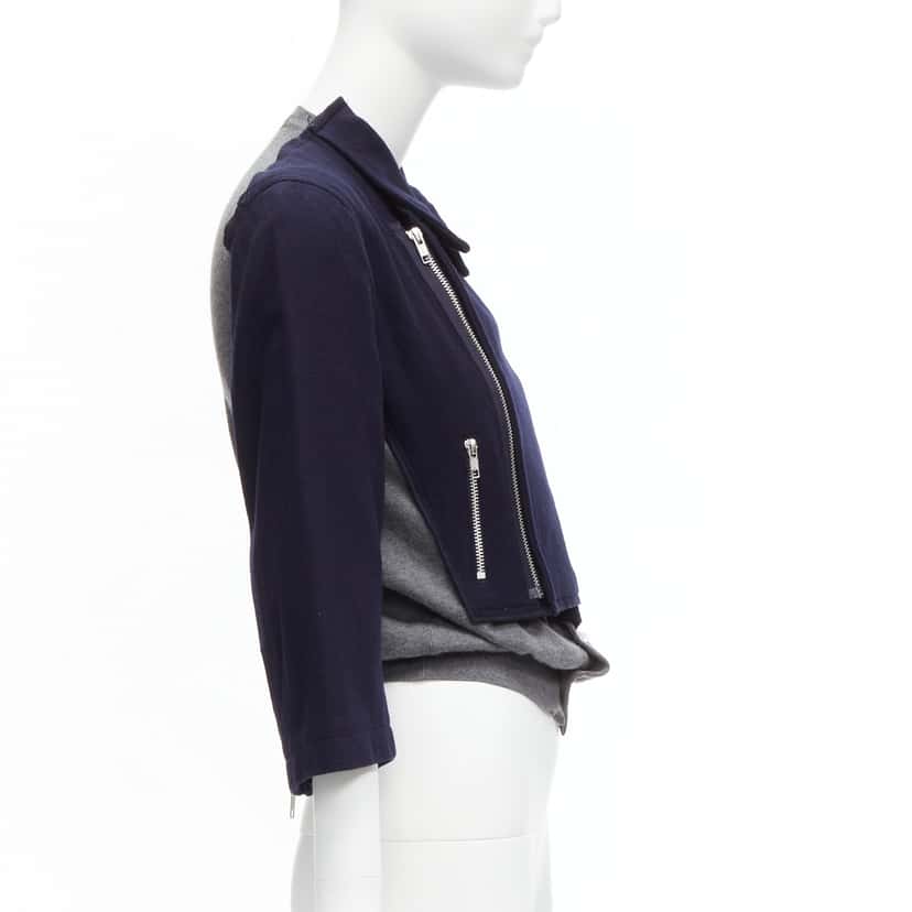 Comme Des Garcons Hybrid Biker Cardigan Navy Wool Never worn - Model View