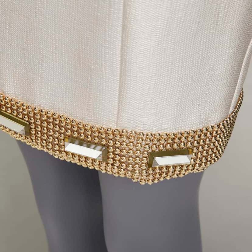 Versace Beaded Hem Dress Beige Viscose Good condition - Back View
