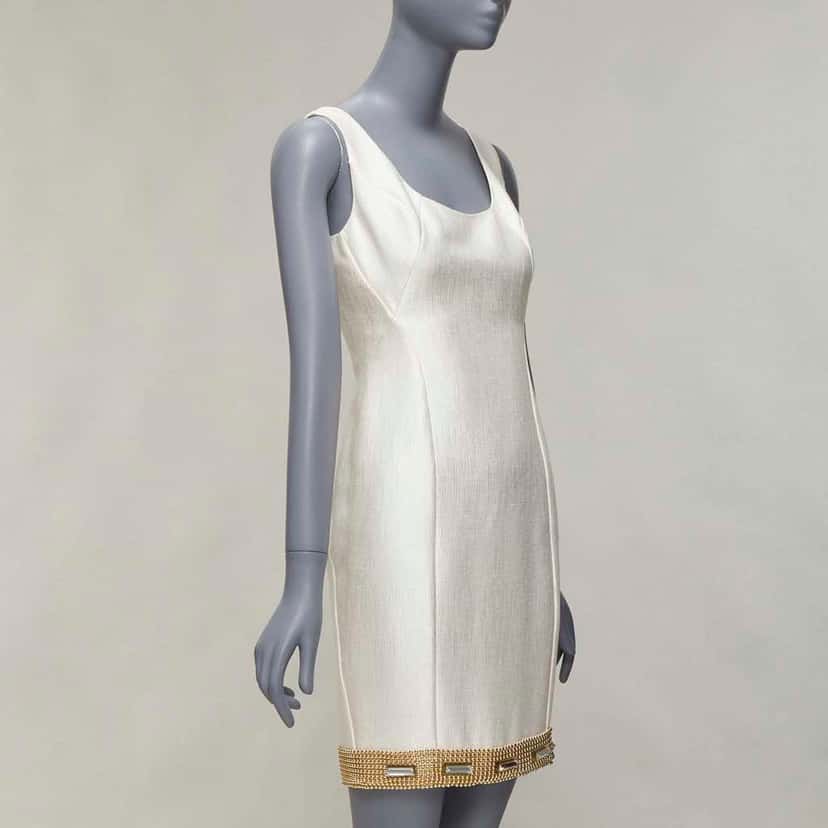 Versace Beaded Hem Dress Beige Viscose Good condition - Inside View
