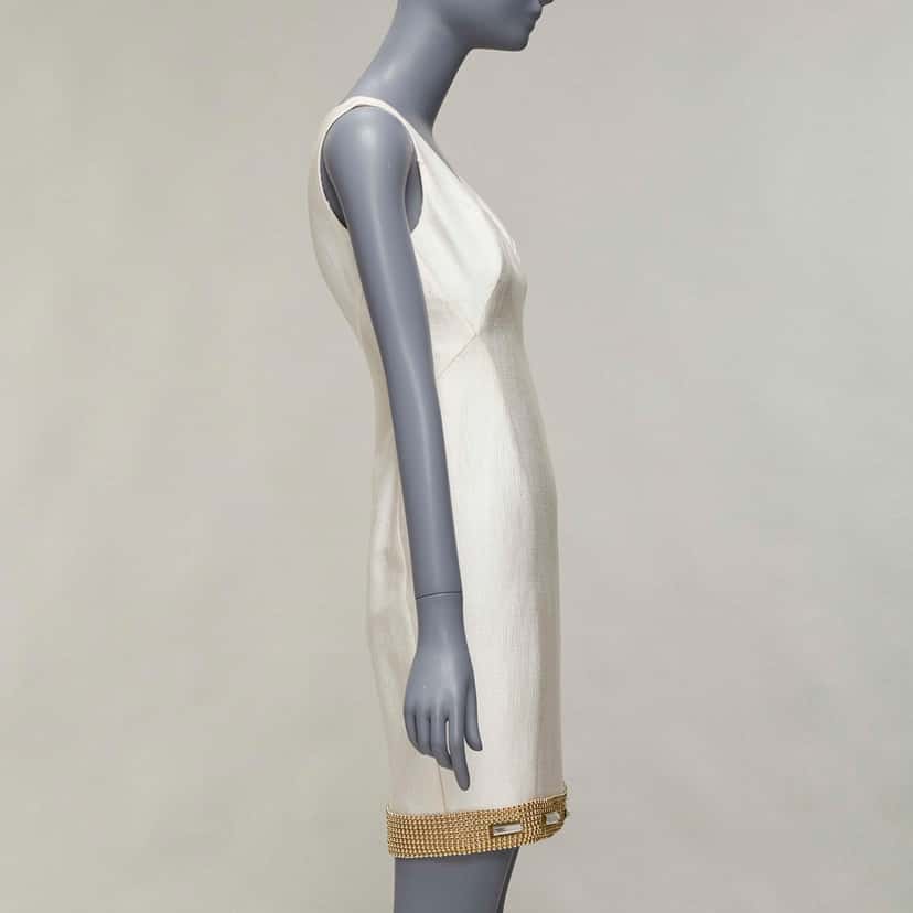 Versace Beaded Hem Dress Beige Viscose Good condition - Model View