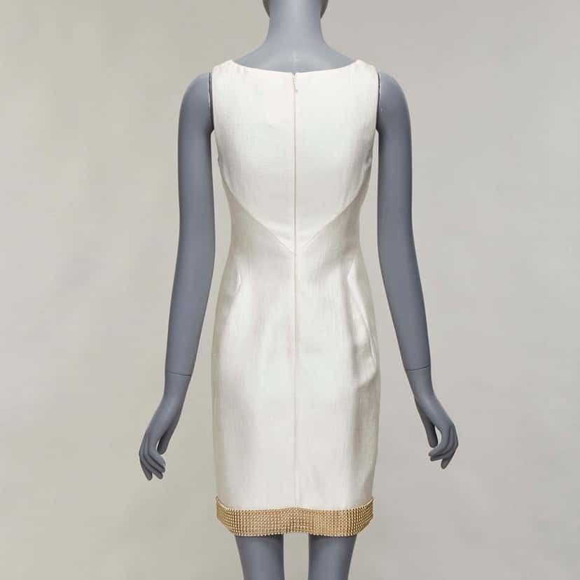 Versace Beaded Hem Dress Beige Viscose Good condition - Box View