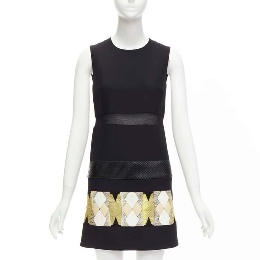 Versace Leather Patch Dress Black Very good condition - Front View
