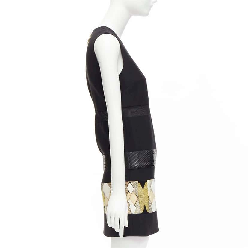 Versace Leather Patch Dress Black Very good condition - Model View
