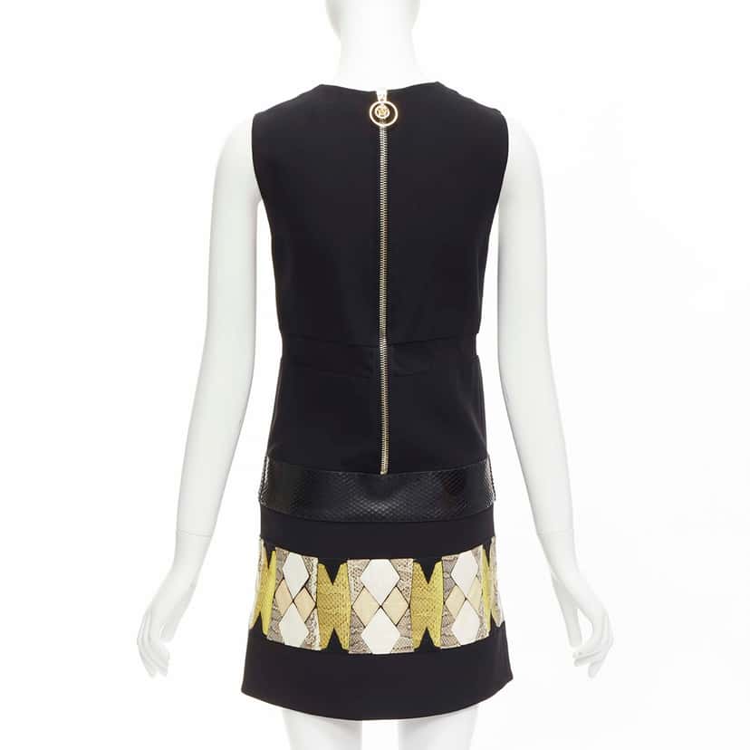 Versace Leather Patch Dress Black Very good condition - Box View