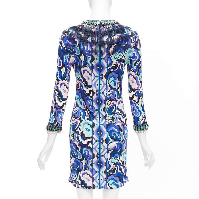 Emilio Pucci Feather Embellished Dress MultiColor Very good condition - Box View