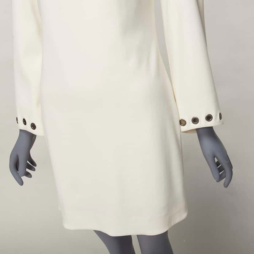 Celine Grommet Mini Dress Ecru Wool Very good condition - Back View