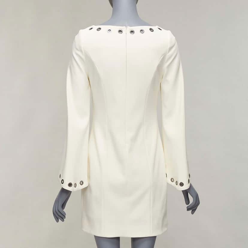 Celine Grommet Mini Dress Ecru Wool Very good condition - Box View