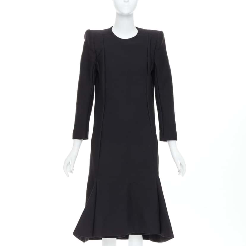 Balenciaga Padded Midi Dress Black Very good condition - Front View