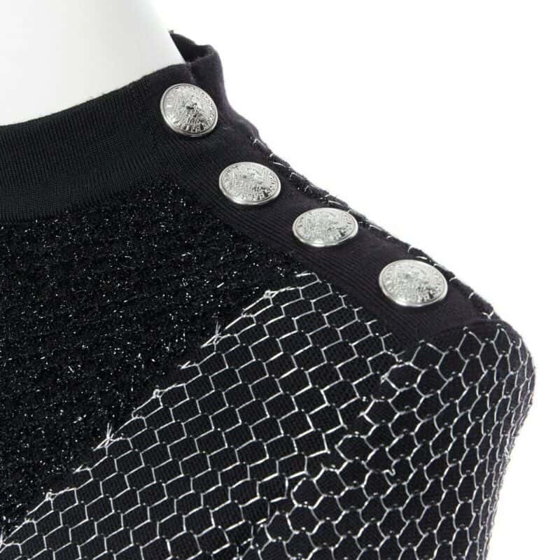 Balmain Fluffy Button Dress Black Good condition - Back View