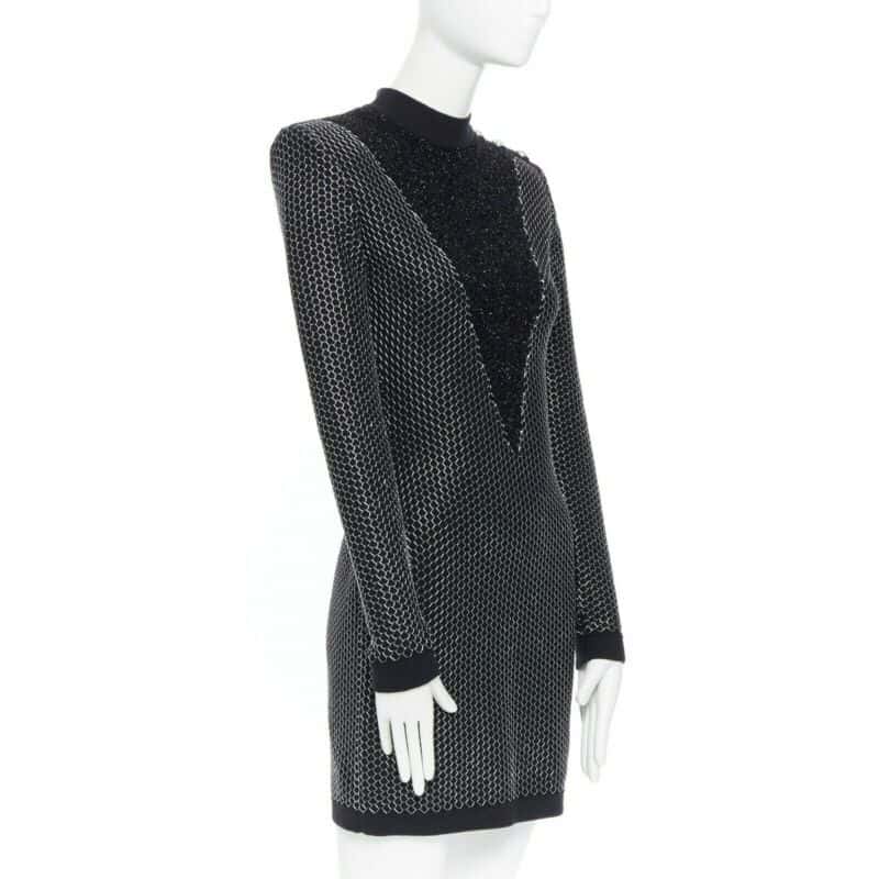 Balmain Fluffy Button Dress Black Good condition - Model View