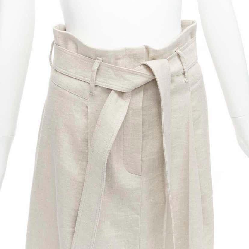Brunello Cucinelli Tie Belt Midi Skirt Beige Cotton Never worn - Back View