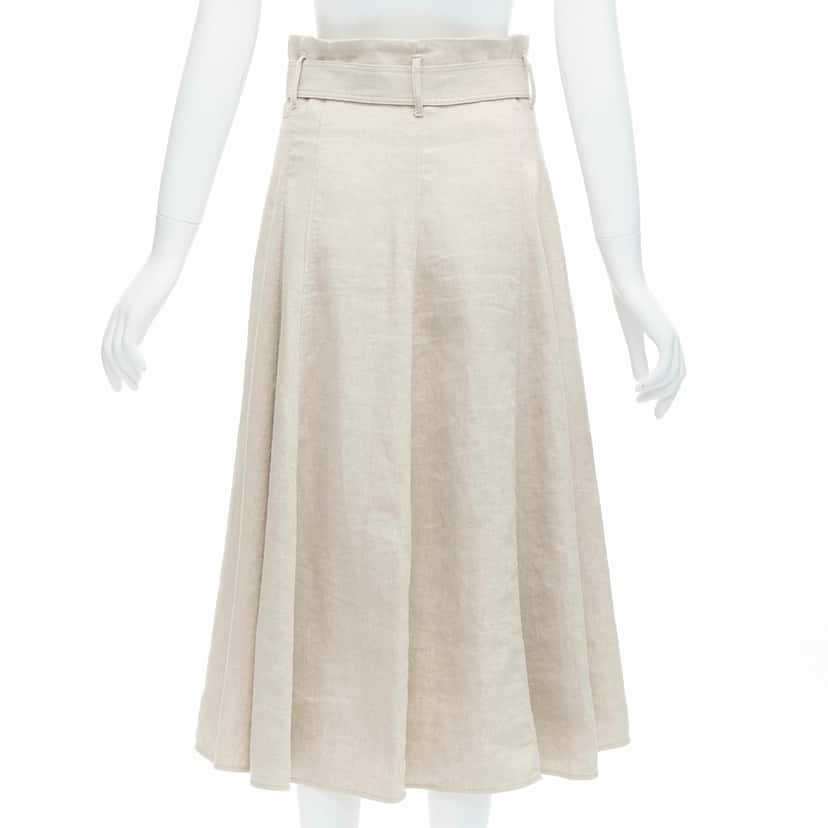 Brunello Cucinelli Tie Belt Midi Skirt Beige Cotton Never worn - Box View
