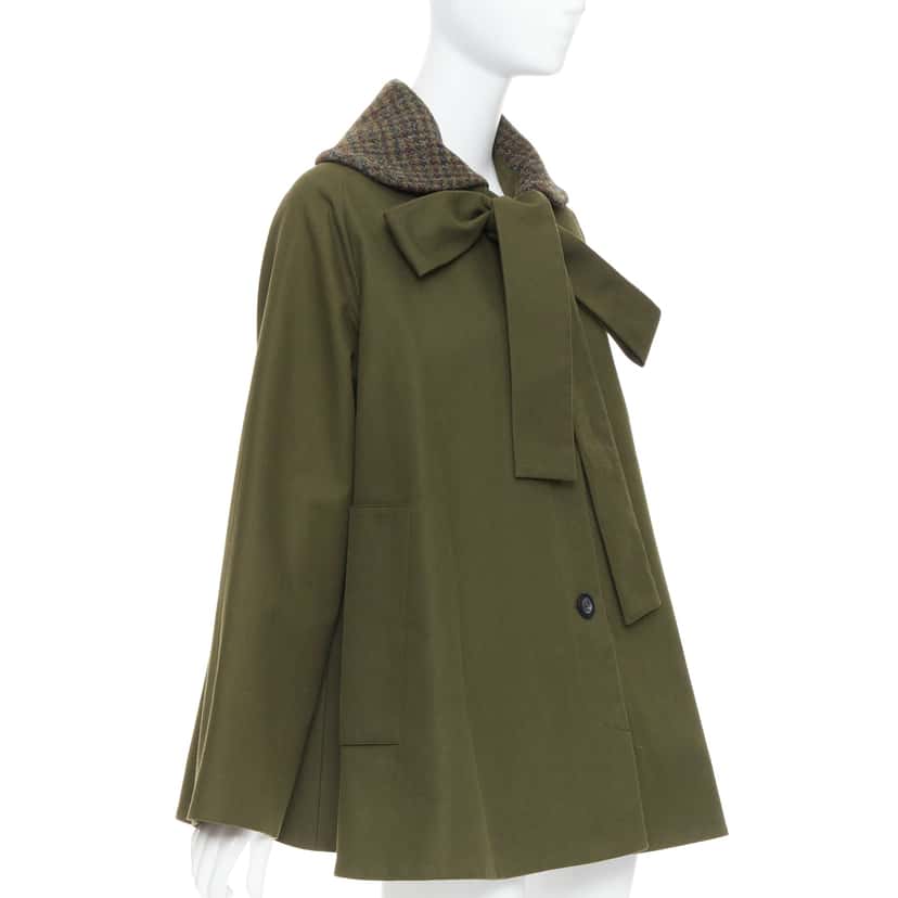 Loewe Green Tweed Swing Coat Green Cotton Very good condition - Front View