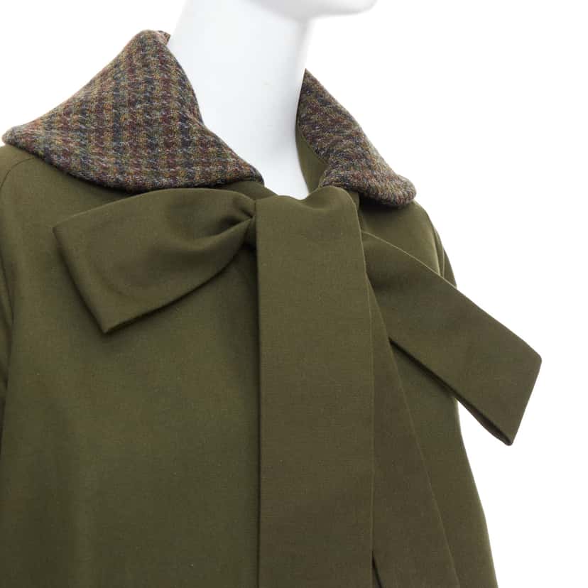 Loewe Green Tweed Swing Coat Green Cotton Very good condition - Back View