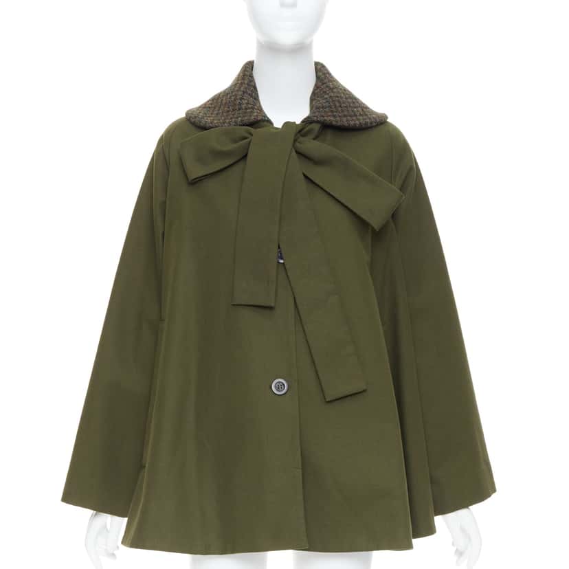 Loewe Green Tweed Swing Coat Green Cotton Very good condition - Inside View