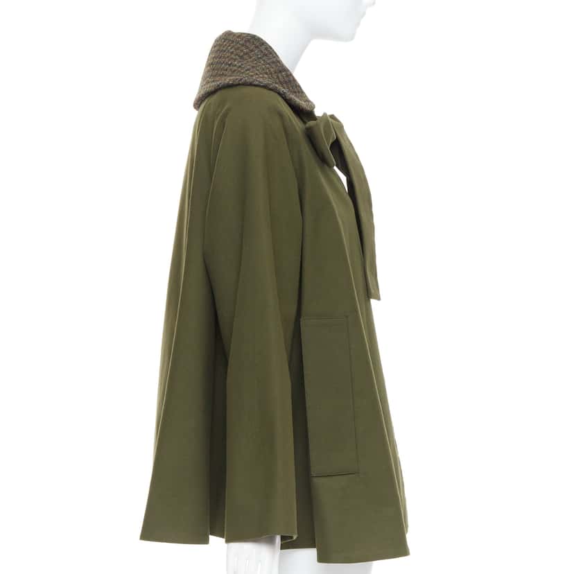 Loewe Green Tweed Swing Coat Green Cotton Very good condition - Model View