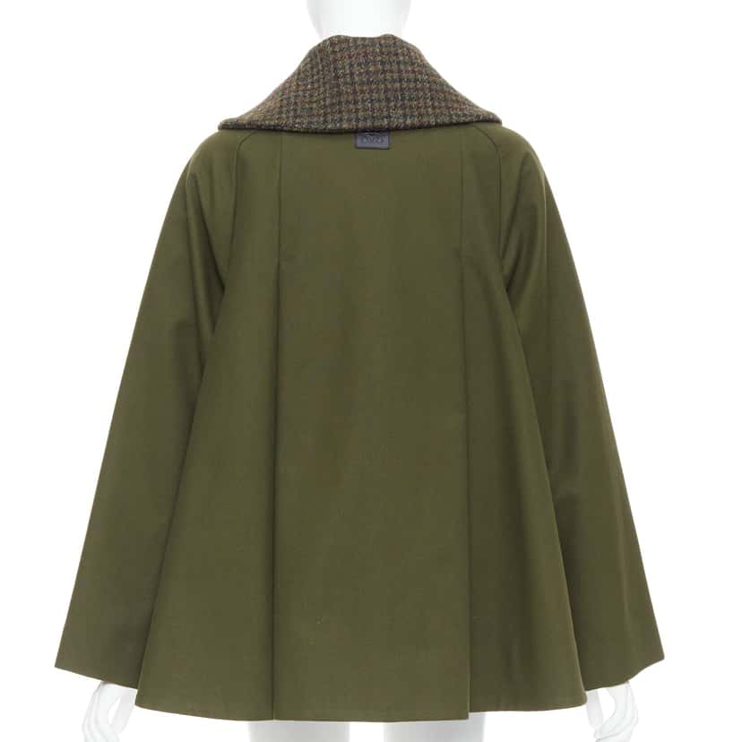 Loewe Green Tweed Swing Coat Green Cotton Very good condition - Box View