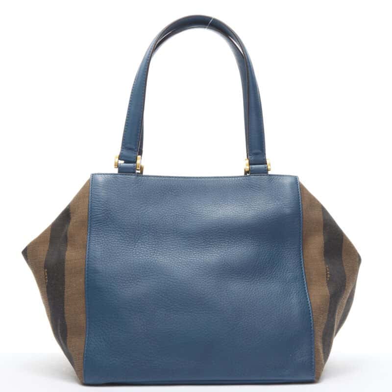 Fendi Silver Lock Pouch Blue Leather Very good condition - Model View