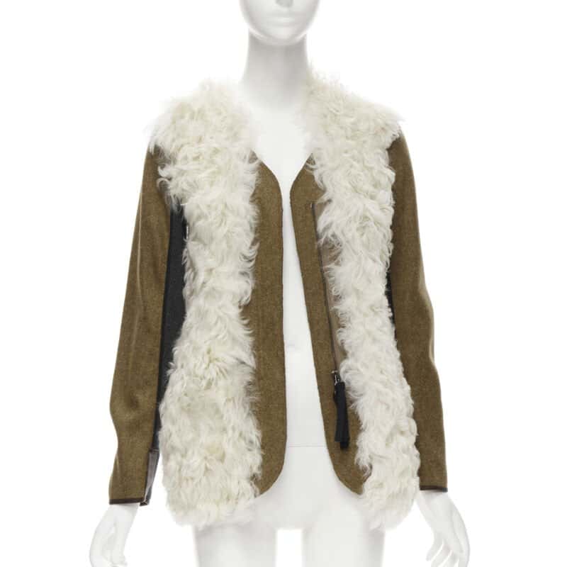 Marni Cream Shearling Winter Coat Beige Fur Never worn - Front View