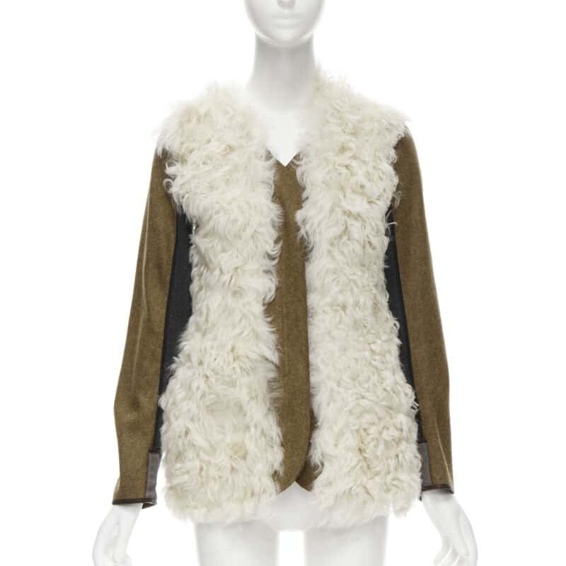 Marni Cream Shearling Winter Coat Beige Fur Never worn - Inside View