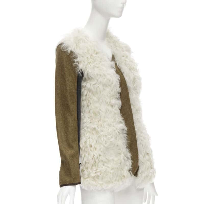 Marni Cream Shearling Winter Coat Beige Fur Never worn - Model View