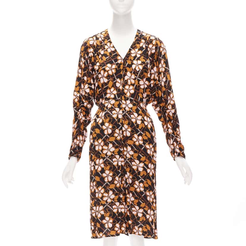Marni Flower V-Neck Dress Pink Viscose Very good condition - Front View