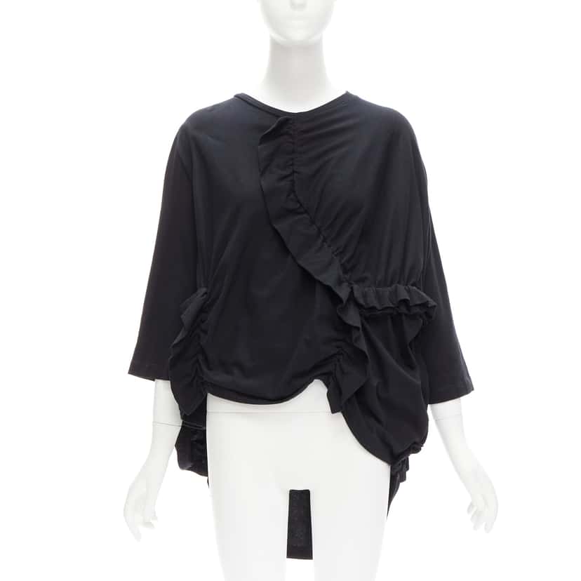 Marni Ruffle Sleeve Top Black Cotton Never worn - Front View