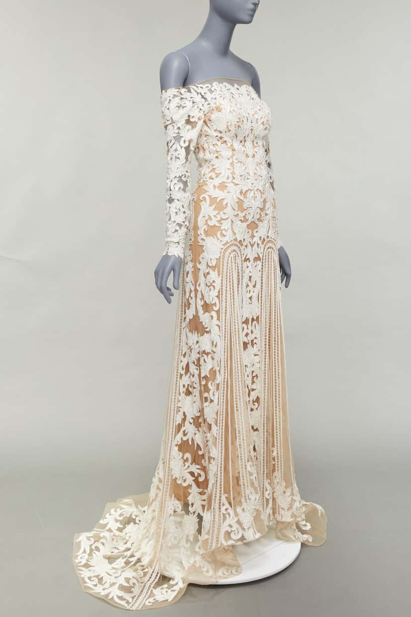 Zuhair murad Pearl Wedding Gown White Silk Very good condition - Inside View