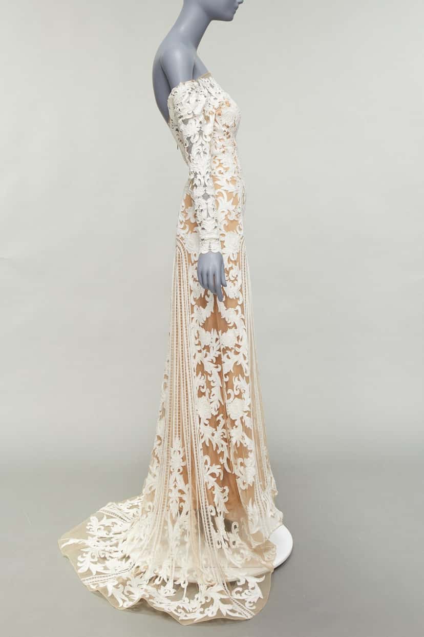 Zuhair murad Pearl Wedding Gown White Silk Very good condition - Model View