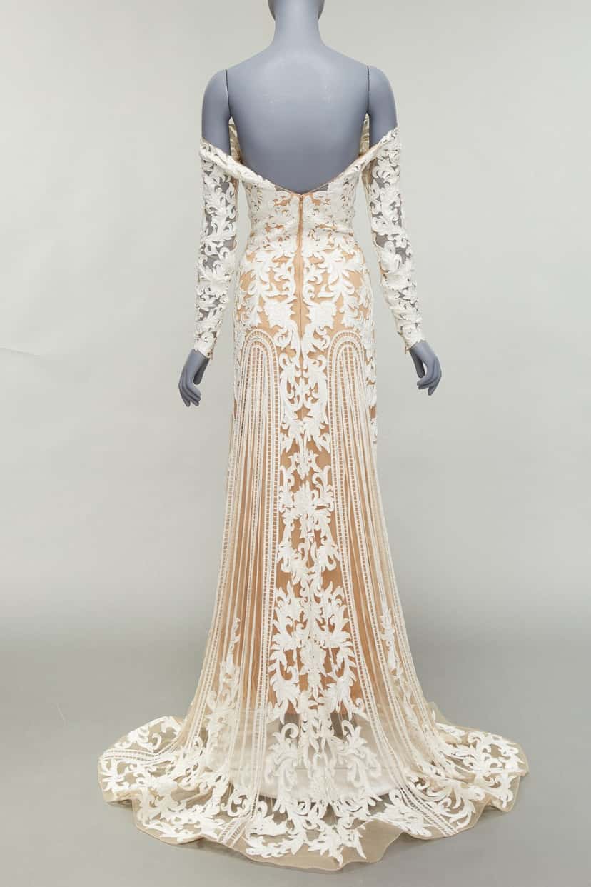 Zuhair murad Pearl Wedding Gown White Silk Very good condition - Box View