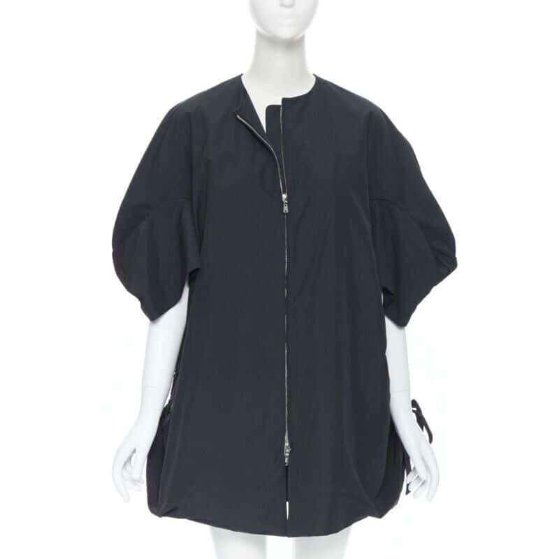 Yves Saint Laurent Black Nylon Cocoon Coat Black Polyester Very good condition - Model View