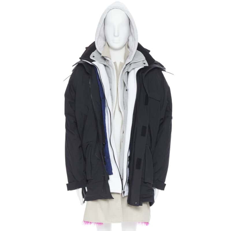Balenciaga Pink Fur Layered Parka Black Never worn, with tag - Front View