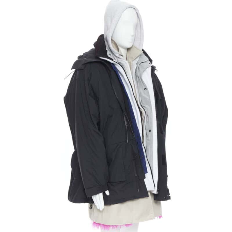 Balenciaga Pink Fur Layered Parka Black Never worn, with tag - Inside View