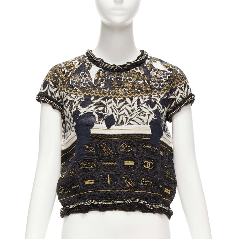 Chanel Egyptian CC Sweater Black Cotton Never worn - Front View