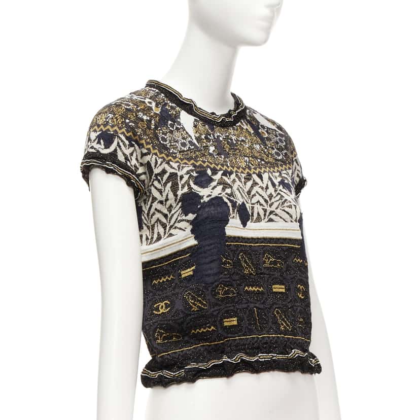 Chanel Egyptian CC Sweater Black Cotton Never worn - Inside View