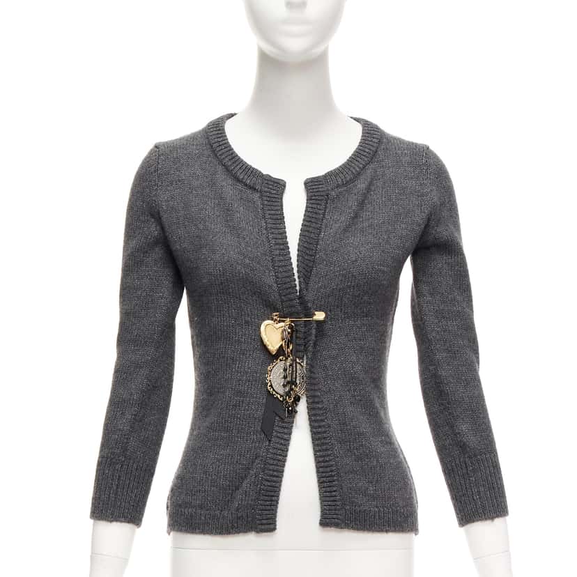 Dolce & Gabbana Baroque Charm Cardigan Grey Polyester Very good condition - Front View