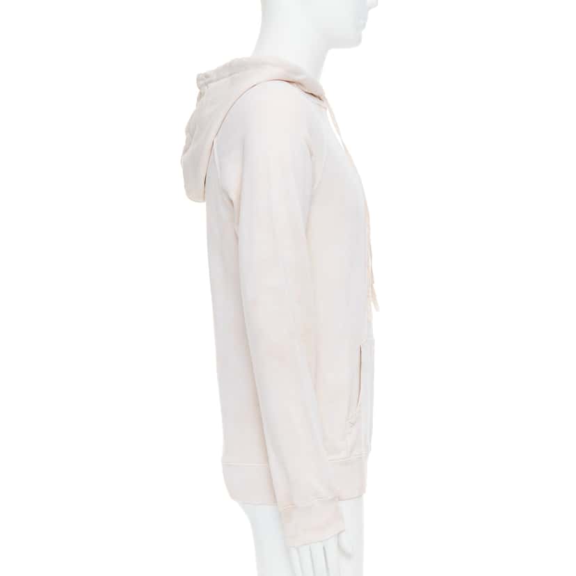 Saint Laurent Distressed Logo Hoodie Beige Cotton Never worn - Model View