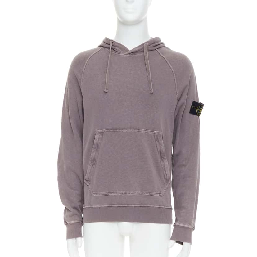 Stone Island Washed Cotton Hoodie Purple Cotton Never worn - Front View