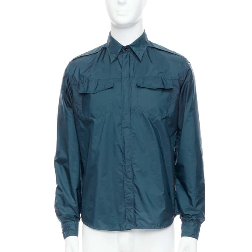 Prada Nylon Zip Shirt Blue Never worn - Front View