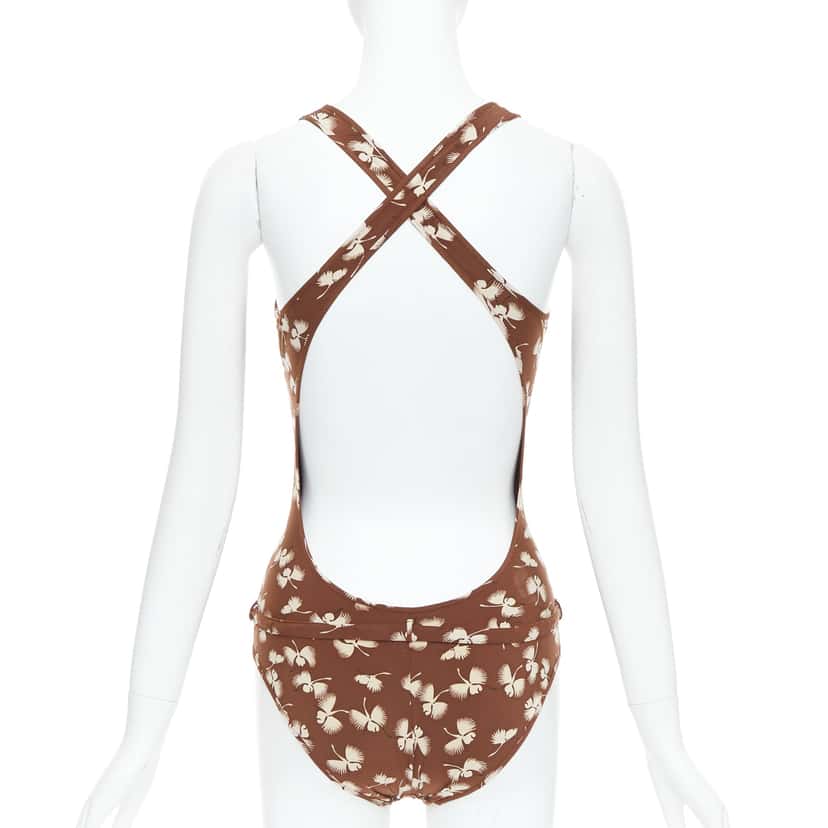 Gucci Floral Belted Swimsuit Brown Very good condition - Back View