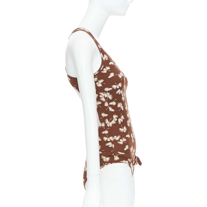 Gucci Floral Belted Swimsuit Brown Very good condition - Inside View