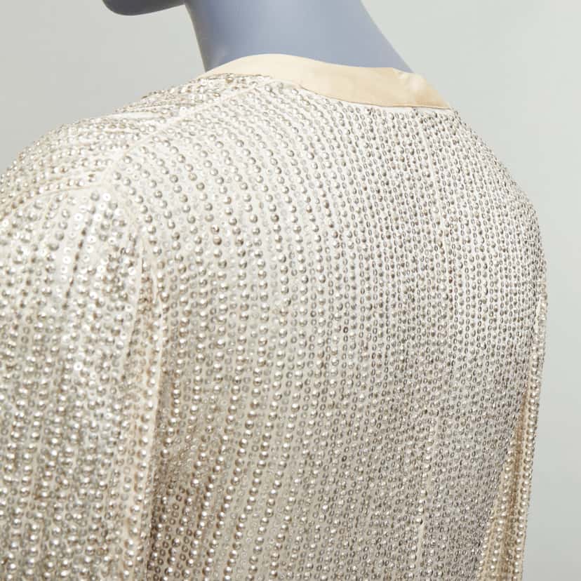 Balenciaga Cream Sequin Jacket Beige Silk Very good condition - Back View