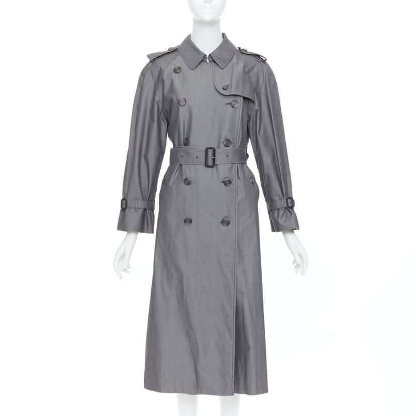 Burberry Grey Cotton Trench Coat Grey Cotton Very good condition - Front View
