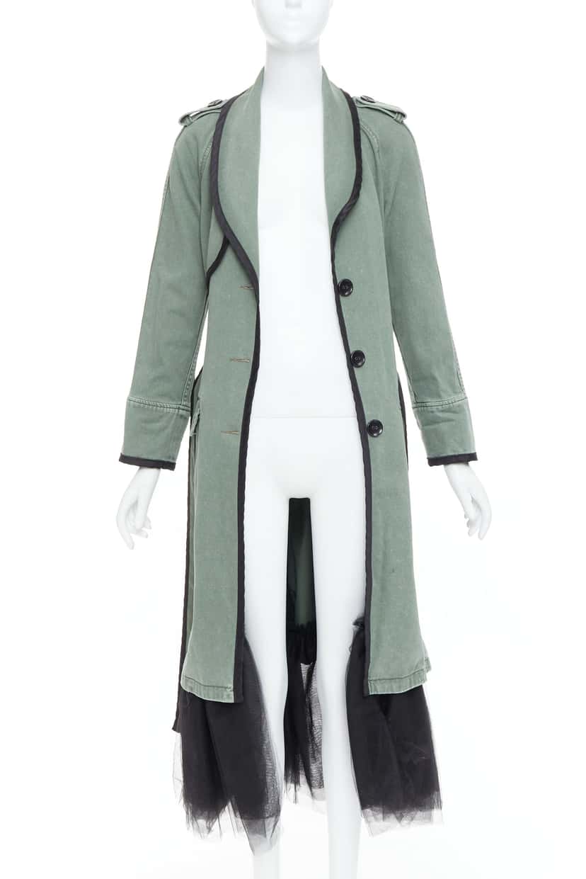 Le Superbe Green Tulle Hem Coat Black Cotton Very good condition - Inside View