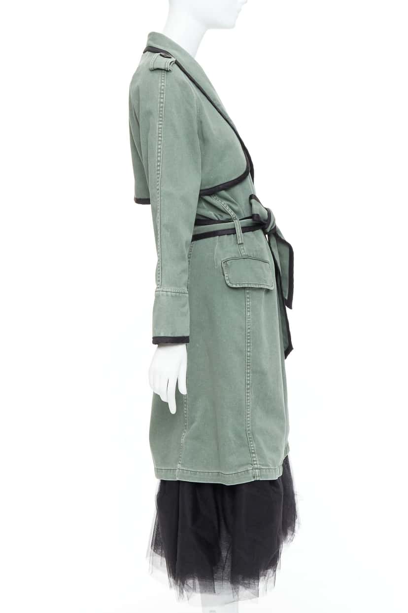 Le Superbe Green Tulle Hem Coat Black Cotton Very good condition - Box View