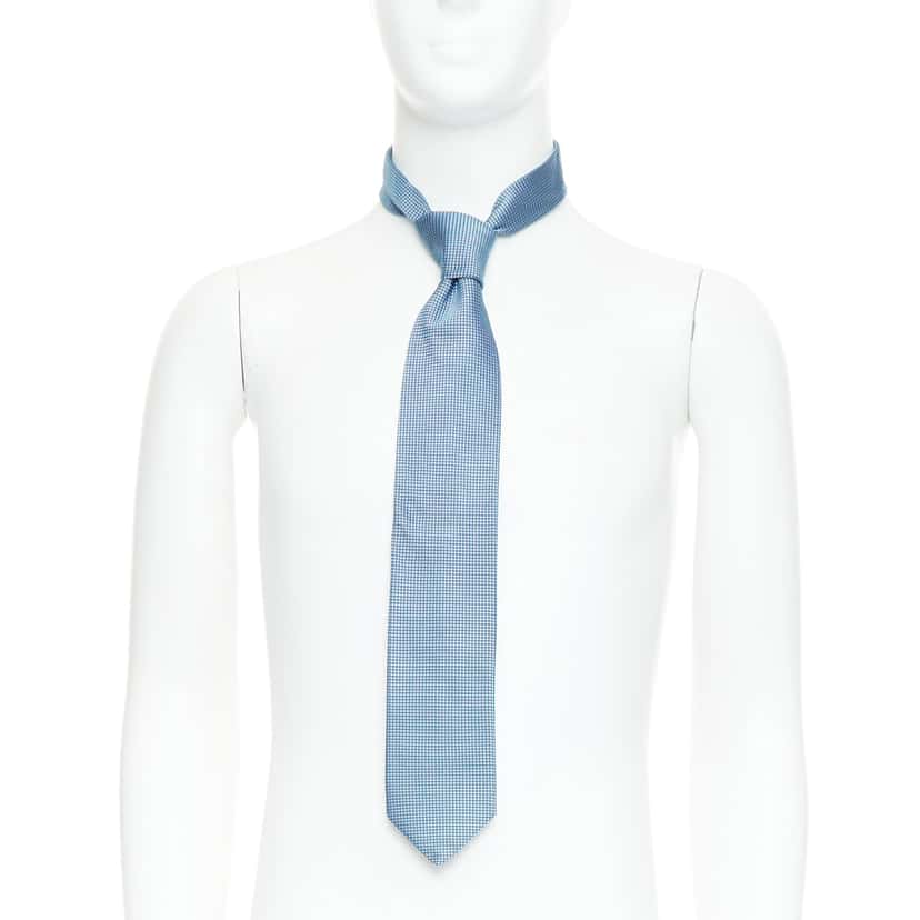 Patek Philippe Grid Jacquard Tie Blue Silk Very good condition - Front View