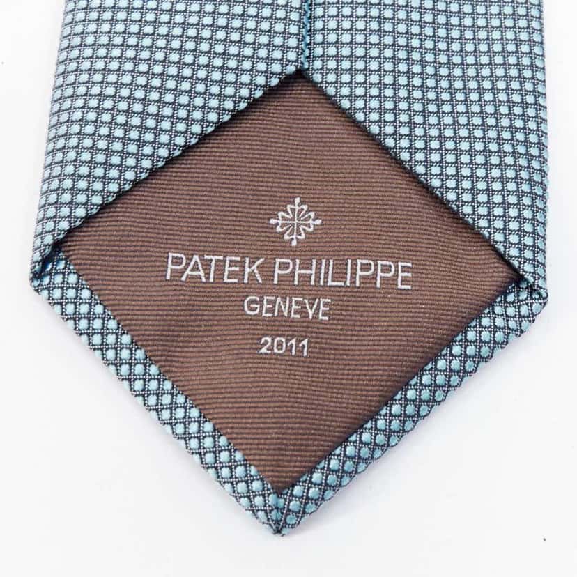 Patek Philippe Grid Jacquard Tie Blue Silk Very good condition - Box View