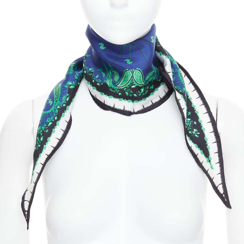 Haider Ackermann Paisley Triangle Scarf Blue Silk Very good condition - Front View