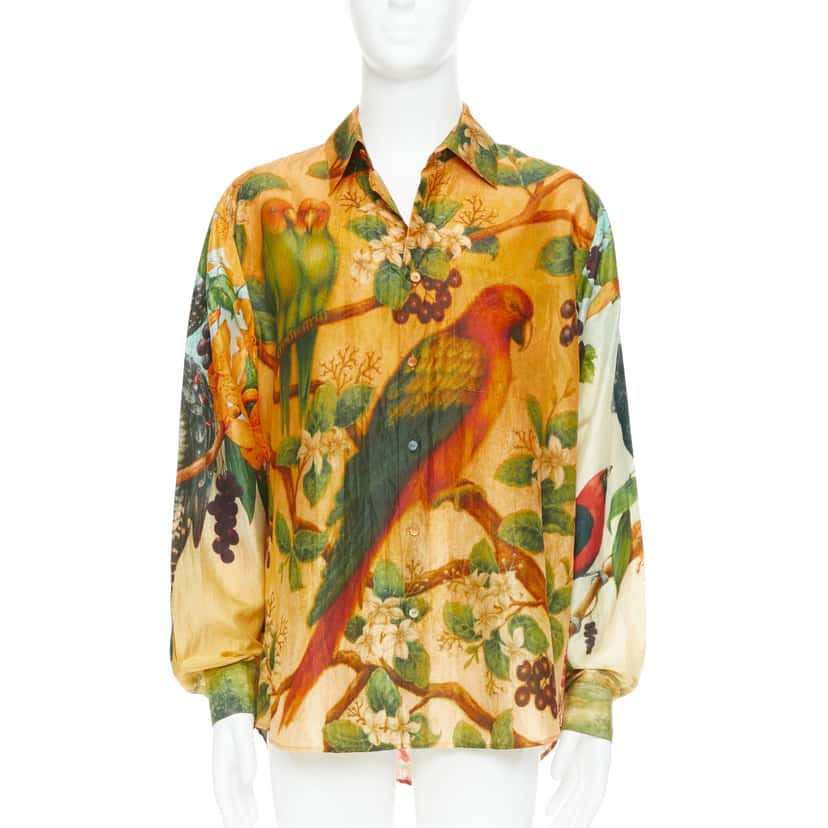 Sabyasachi Animal Print Shirt Yellow Silk Very good condition - Front View
