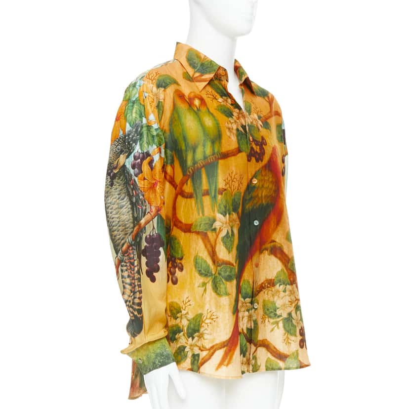 Sabyasachi Animal Print Shirt Yellow Silk Very good condition - Inside View
